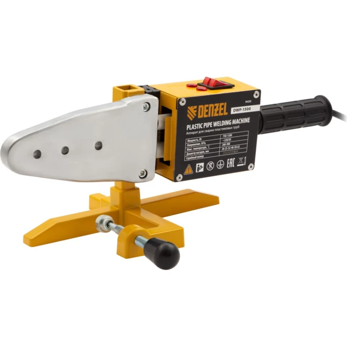 DENZEL DWP-1500 1500Вт 260-300С, комплект насадок 20-63мм 9764179. Купить Аппарат для сварки на Официальном Сайте DENZEL в России.